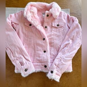 y2k early 2000s light pink payapa faux fur corduroy jacket size small